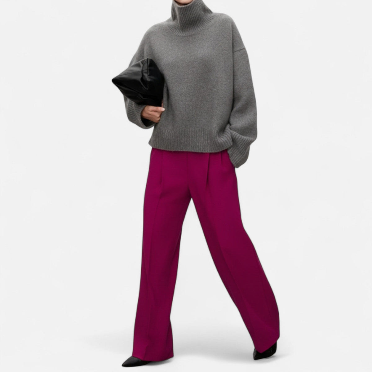 Damen Wollpullover mit Rollkragen und Raglanärmeln