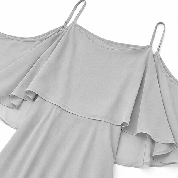 Kaltschulter Maxikleid mit Wickeloptik und Chiffon-Cape für Damen