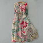 Blumiges Maxikleid mit Hemdkragen und 3/4-Arm für den Herbst
