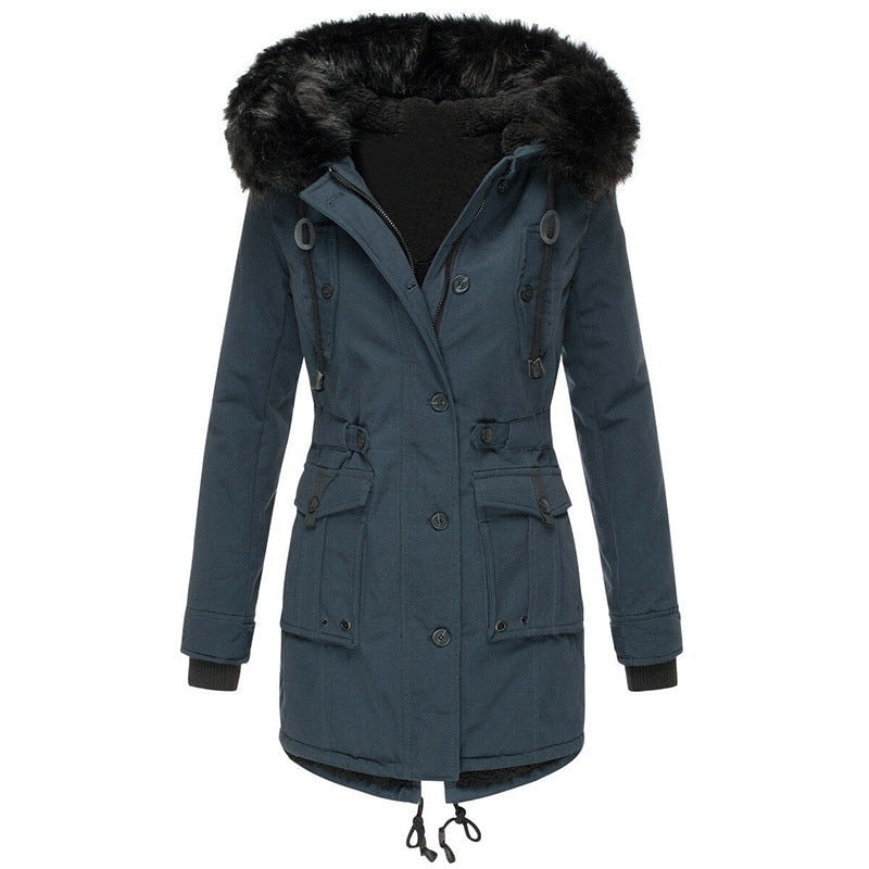 Gefütterter Parka mit Fellkapuze als warme Winterjacke für Damen