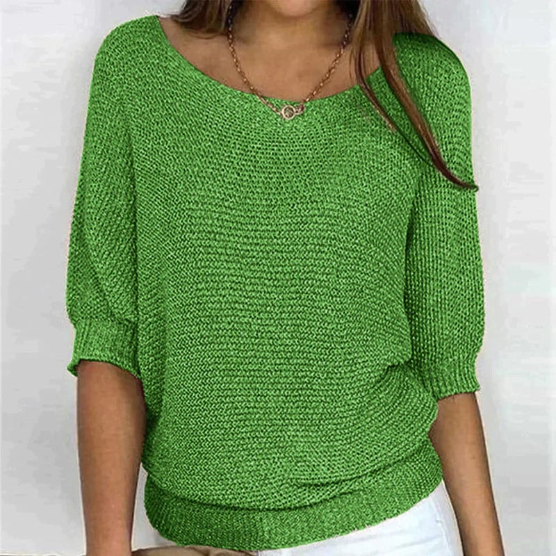 Damen Wollpullover mit lockerem Schnitt und Rundhalsausschnitt