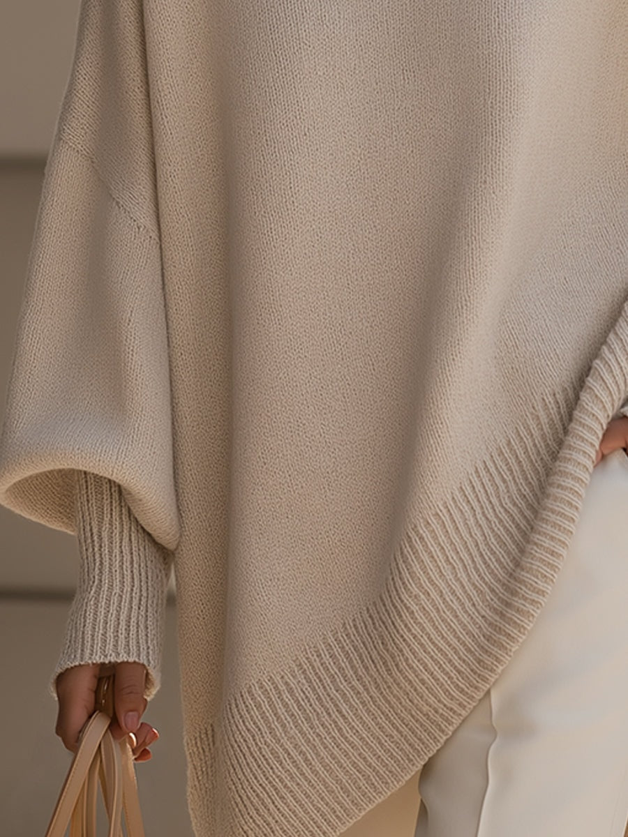 Samantha Oversized Strickpullover Damen mit Fledermausärmeln Lang