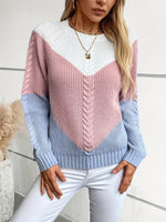 Norweger-Style Zopfmuster Damenpullover im Colour-Blocking-Design