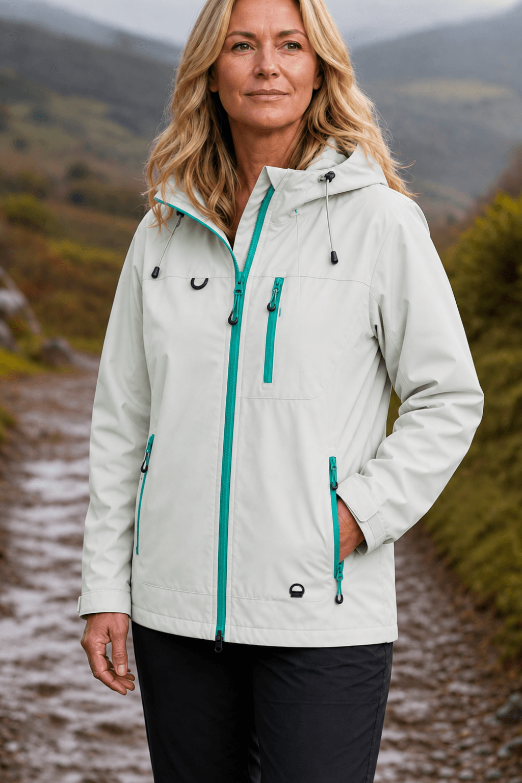 Wasserdichte Damen Regenjacke mit Kapuze Winddicht