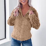Damen Fleece-Pullover mit Stehkragen und Struktur-Optik