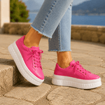 Orthopädische Damen-Sneakers mit bequemer Fussbett-Stütze und Plateausohle