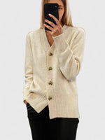Lillyanne Herzknopf Strickjacke für Damen mit V-Ausschnitt
