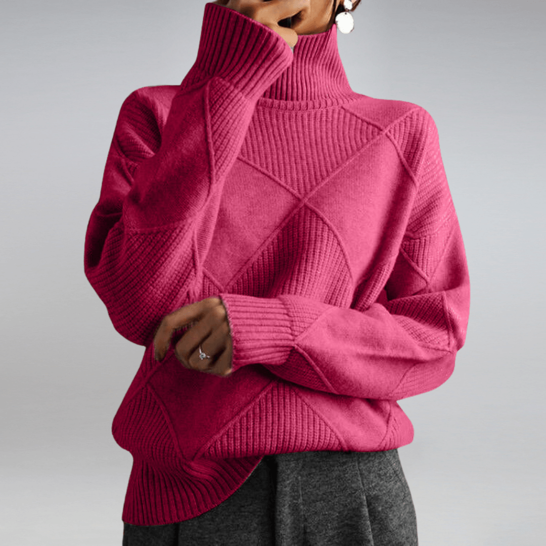 Renata Langer Rollkragenpullover Damen aus Baumwolle mit Rippstrick