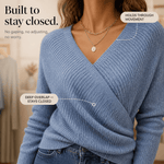 Wickel-Strickshirt mit V-Ausschnitt für Damen aus Feinstrick