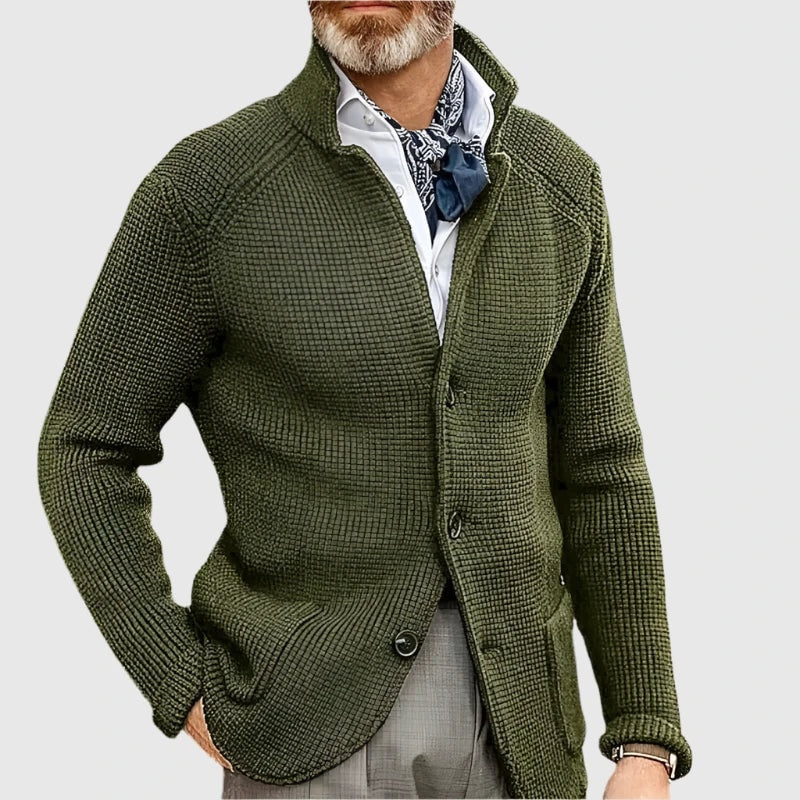 Daniel Strickjacke Herren Pullover mit Stehkragen und Knopfleiste