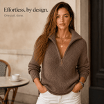 Strukturierter Damenpullover mit Half-Zip-Kragen aus Polyester