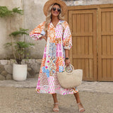 Alina Bohemian Midikleid mit buntem Print für den Herbst