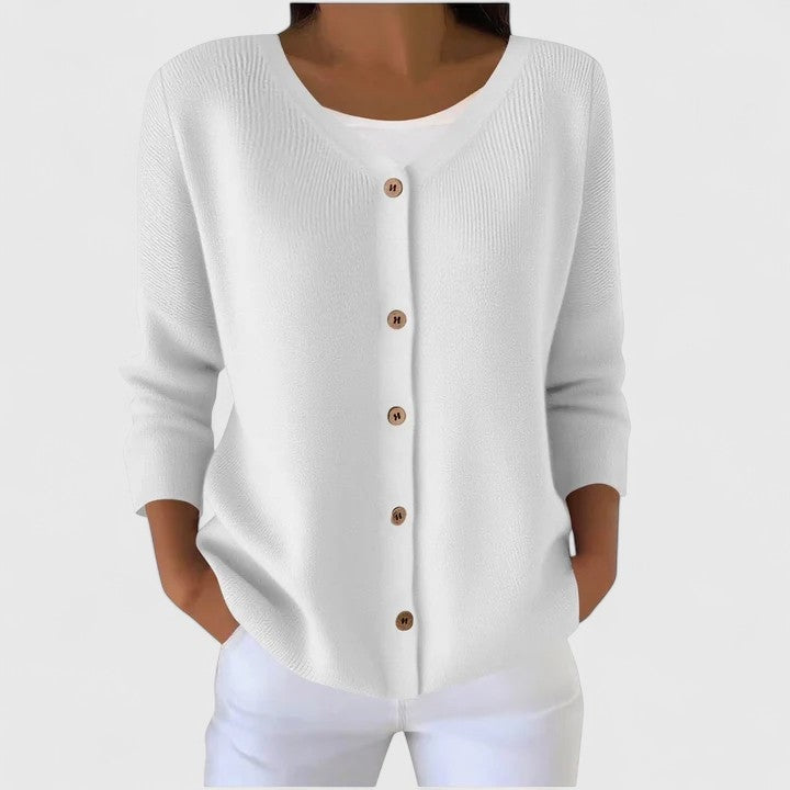 Wena V-Ausschnitt Strickjacke mit Knopfleiste für Damen