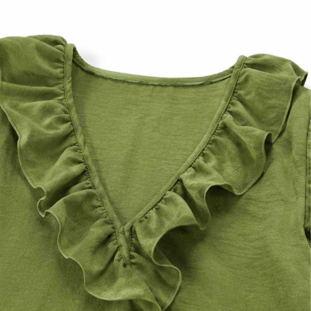 Rüschen-Maxikleid mit V-Ausschnitt und Taschen für Damen
