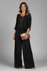 Damen Zweiteiliges Set mit Chiffon-Top und Weitem Hosenbein