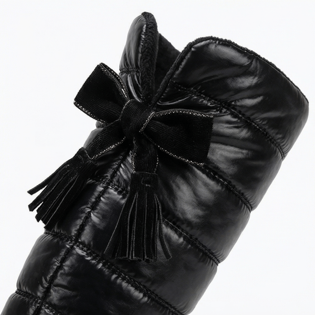 Fellgefütterte Kniehohe Overknee-Stiefel für Damen mit Steppdesign