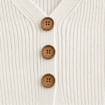 Damen V-Ausschnitt Strickpullover mit Knopfleiste und Rippstruktur
