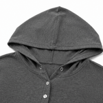 Oversize Waffelstrick Henley Hoodie mit Knopfleiste