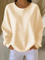 Lucille Oversize Waffelstrick Pullover mit Rundhalsausschnitt