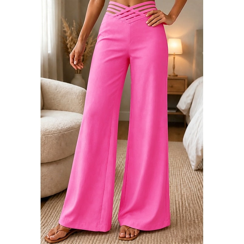 Sienna High-Waisted Wide-Leg Stoffhose mit Kreuzbund für Damen