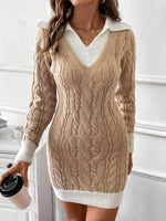 Adelia Zopfmuster-Strickkleid mit Kontrastkragen für Damen