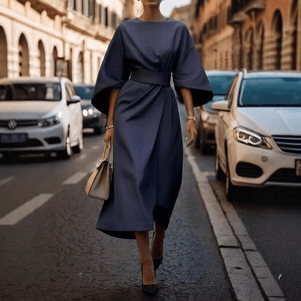 Elegantes Midikleid mit Fledermausärmeln für den Herbst
