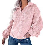 Damen Fleece-Pullover mit Stehkragen und Struktur-Optik