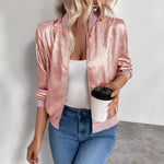 Nessa Metallic Cropped Damen Bomberjacke mit Stehkragen
