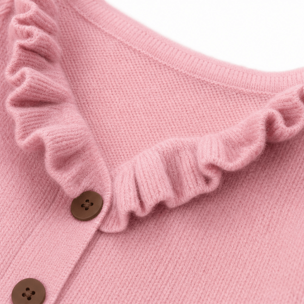 Rüschenkragen-Strickjacke aus weichem Feinstrick für Damen