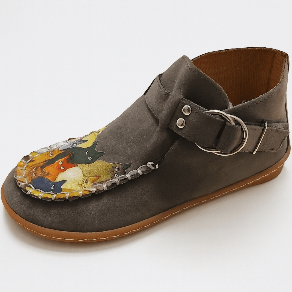 Tova Damen Stiefeletten aus Wildleder-Imitat mit Kunstfell-Futter und Schnalle