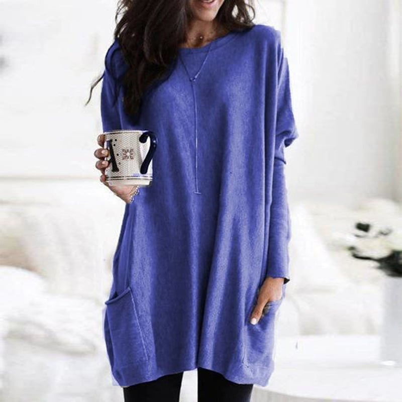 Riley Langer Damenpullover mit Taschen aus Baumwollmischung im Oversize-Look