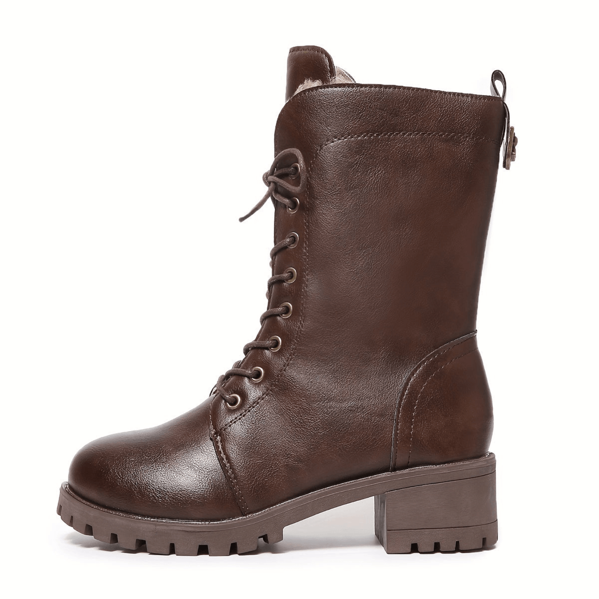 Gefütterte Damen Winterstiefel mit Schnürung und Reissverschluss
