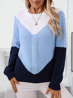 Norweger-Style Zopfmuster Damenpullover im Colour-Blocking-Design