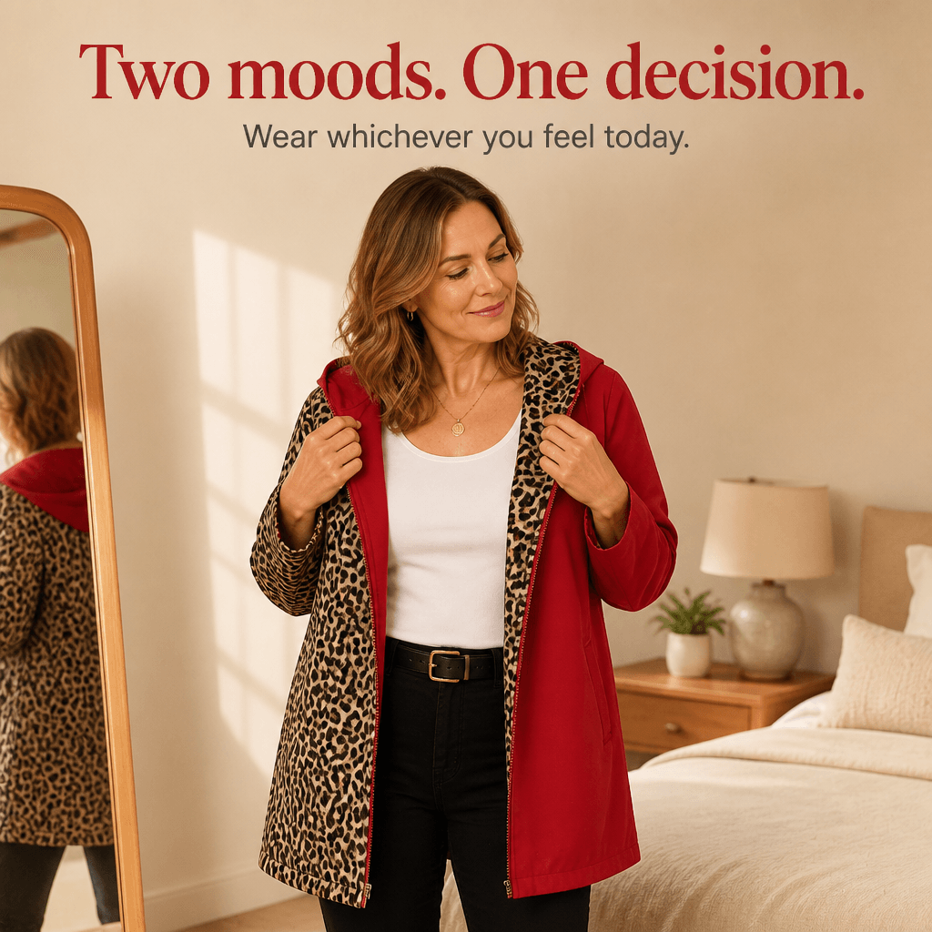 Wendbare Kapuzenjacke mit Leoparden-Print für Damen