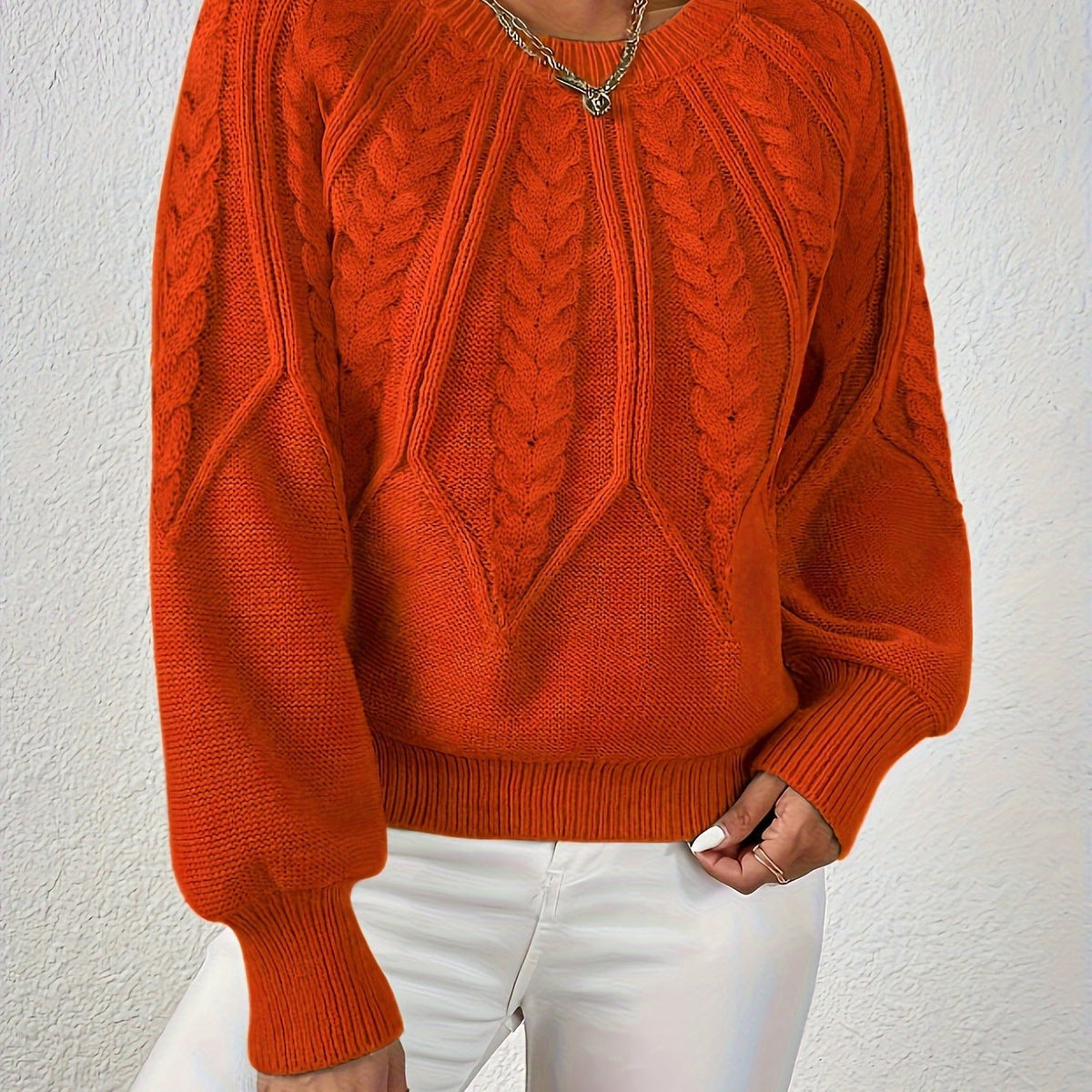 Katarina Zopfmuster Cropped Wollpullover mit Rippbund für Damen