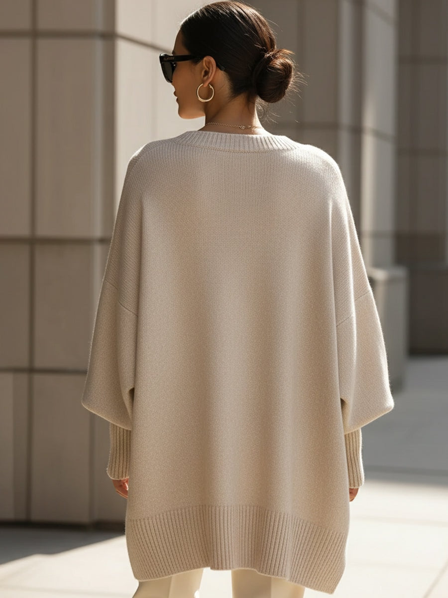 Samantha Oversized Strickpullover Damen mit Fledermausärmeln Lang