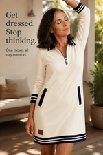 Damen Sweatkleid mit Kragen und Reissverschluss am Ausschnitt
