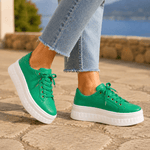 Orthopädische Damen-Sneakers mit bequemer Fussbett-Stütze und Plateausohle