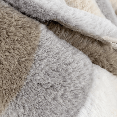 Damen Colorblock Kunstfell Jacke Oversized mit Kapuze