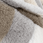 Damen Colorblock Kunstfell Jacke Oversized mit Kapuze