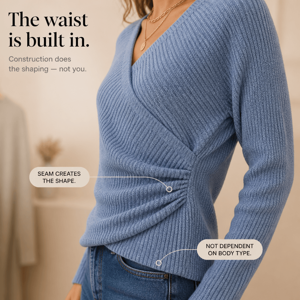 Wickel-Strickshirt mit V-Ausschnitt für Damen aus Feinstrick