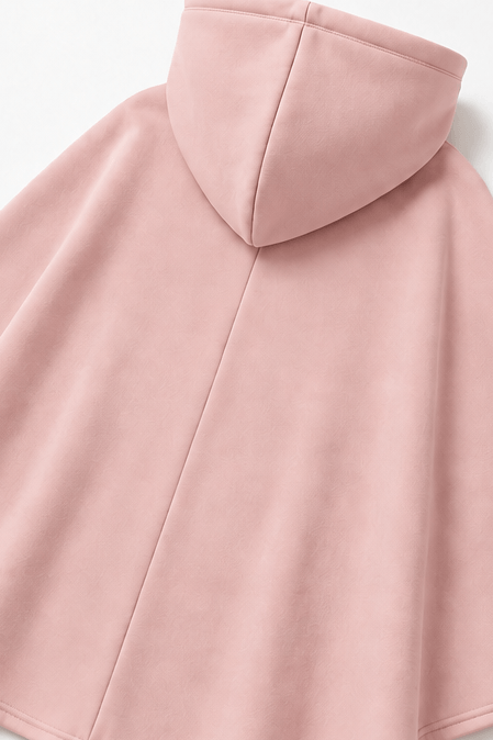 Damen Weite Stoffhose mit Kapuzenponcho im Zweiteiler-Set