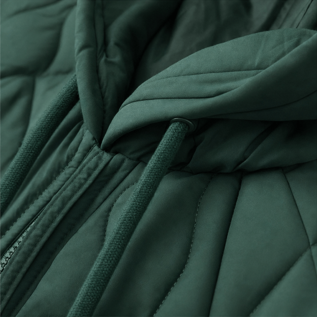 Kapuzen-Steppjacke mit Colorblock-Nähten und Wattierung für Damen