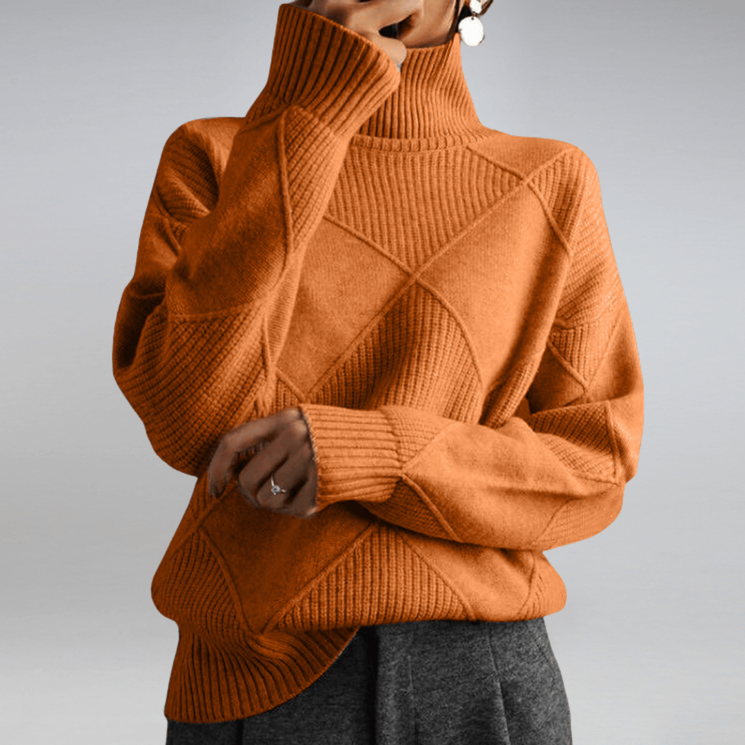 Renata Langer Rollkragenpullover Damen aus Baumwolle mit Rippstrick