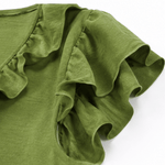 Rüschen-Maxikleid mit V-Ausschnitt und Taschen für Damen