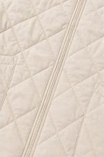 Damen Steppjacke mit Strickbesatz an Bund Ärmeln und Kragen im Patchwork-Design