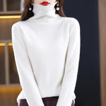 Damen Rollkragen Wollpullover aus Feinstrick mit Merinowolle