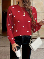 Herzmuster Strickpullover mit Rundhalsausschnitt für Damen