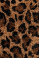 Langer Leoparden-Fellmantel aus Kunstfell mit offenem Schnitt