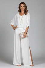 Damen Zweiteiliges Set mit Chiffon-Top und Weitem Hosenbein